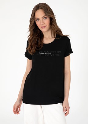 PIERRE CARDIN Siyah Kadın Regular T-Shirt