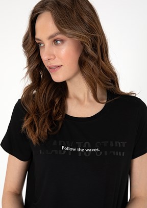 PIERRE CARDIN Siyah Kadın Regular T-Shirt