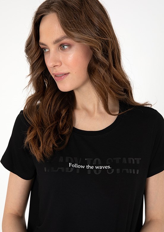 PIERRE CARDIN Siyah Kadın Regular T-Shirt