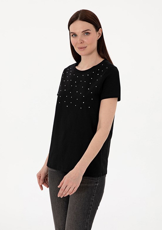 PIERRE CARDIN Siyah Kadın Regular T-Shirt