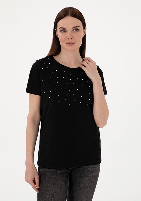 PIERRE CARDIN Siyah Kadın Regular T-Shirt