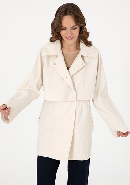 PIERRE CARDIN Beyaz Kadın Regular Kaban