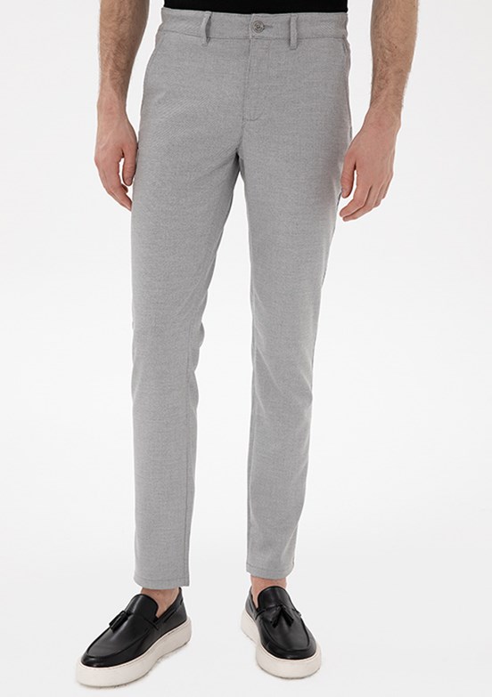 PİERRE CARDİN Gri Erkek Slim Pantolon