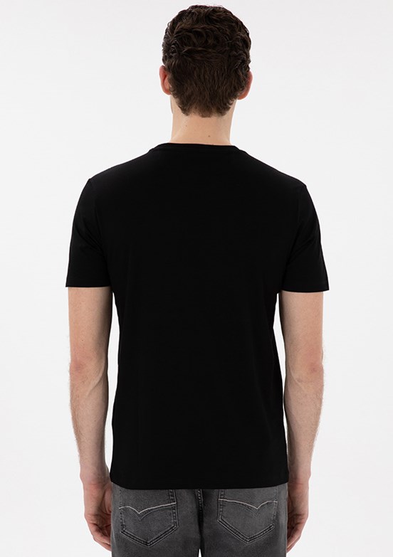 PİERRE CARDİN Siyah Erkek Basic T-Shirt