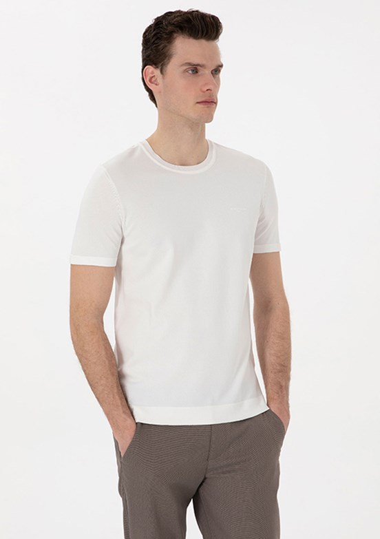PİERRE CARDİN Beyaz Erkek Slim Kazak