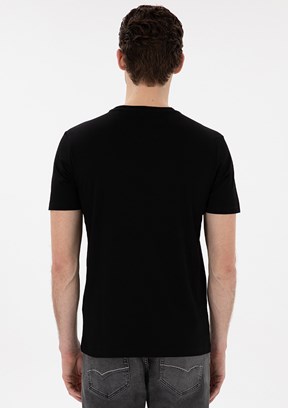 PİERRE CARDİN Erkek Siyah Basic T-Shirt