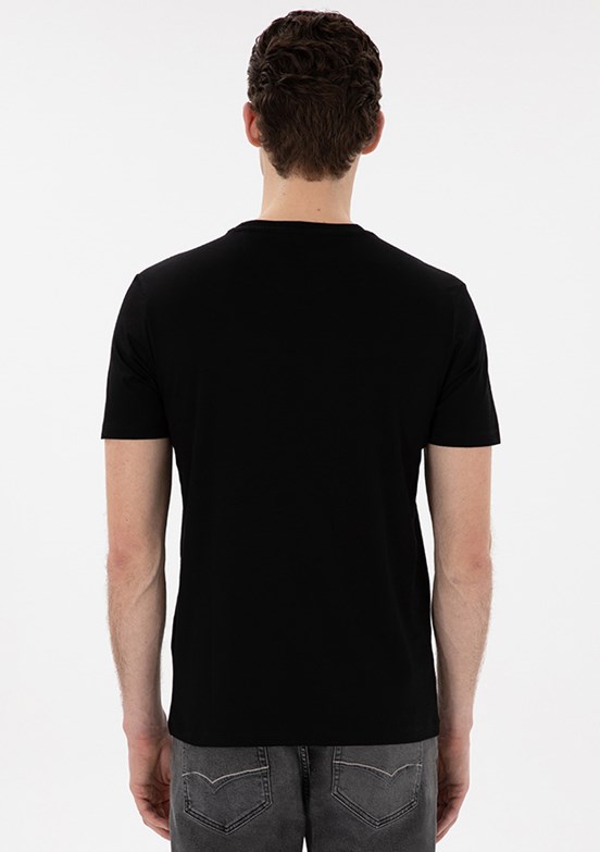 PİERRE CARDİN Erkek Siyah Basic T-Shirt