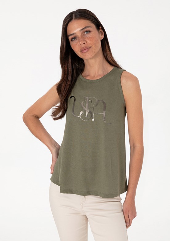 US POLO ASSN Yeşil Kadın Basic T-shirt