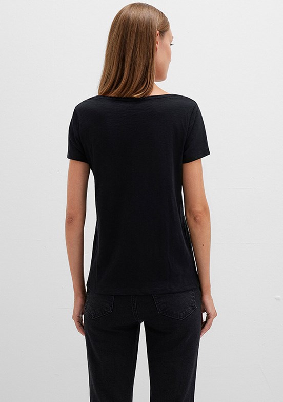 MAVİ - M168260-900 Kadın Siyah Kısa Kol T-Shirt
