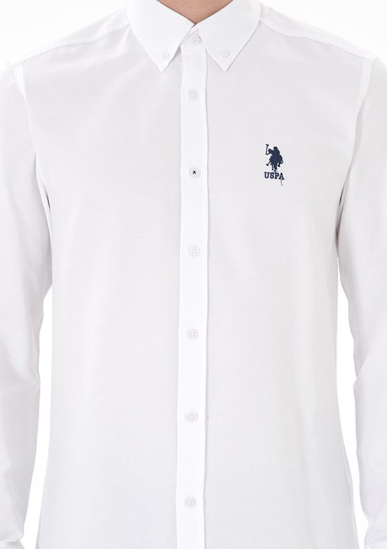 US POLO ASSN Beyaz Erkek Uzun Kol Gömlek