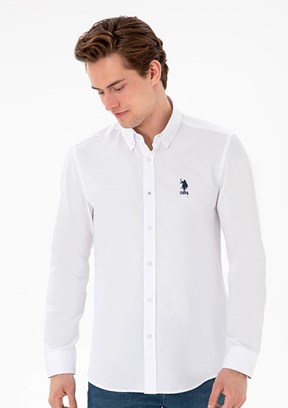 US POLO ASSN Erkek Beyaz Uzun Kol Gömlek