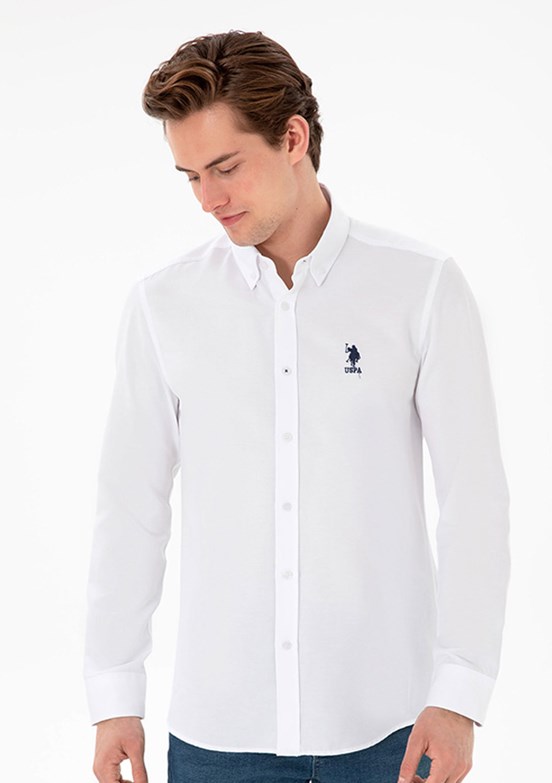 US POLO ASSN Erkek Beyaz Uzun Kol Gömlek