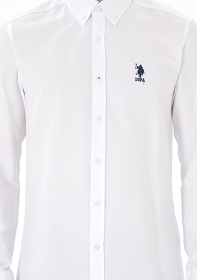 US POLO ASSN Erkek Beyaz Uzun Kol Gömlek