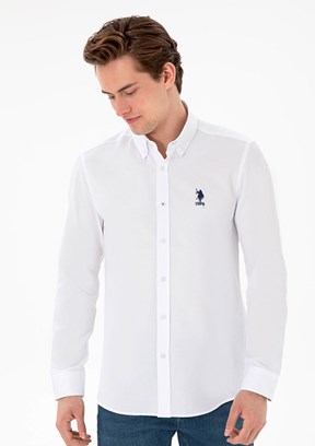 US POLO ASSN Erkek Beyaz Uzun Kol Gömlek