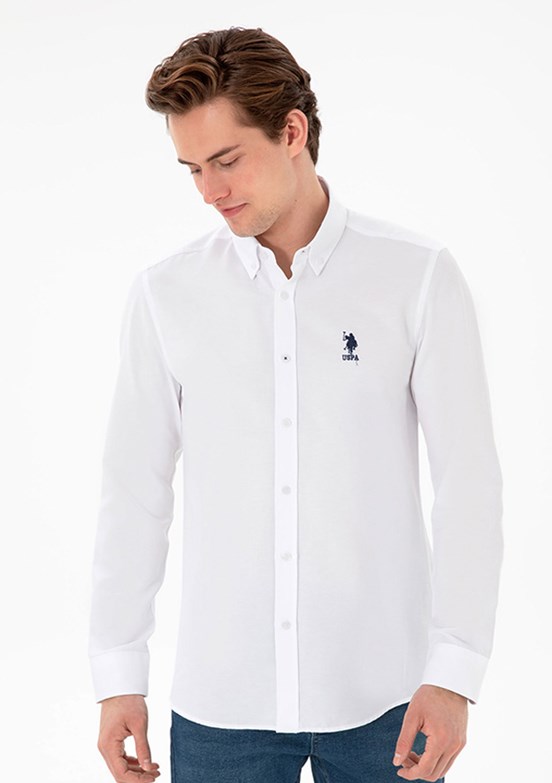 US POLO ASSN Erkek Beyaz Uzun Kol Gömlek