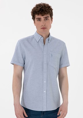 US POLO ASSN Mavi Erkek Kısa Kol Gömlek