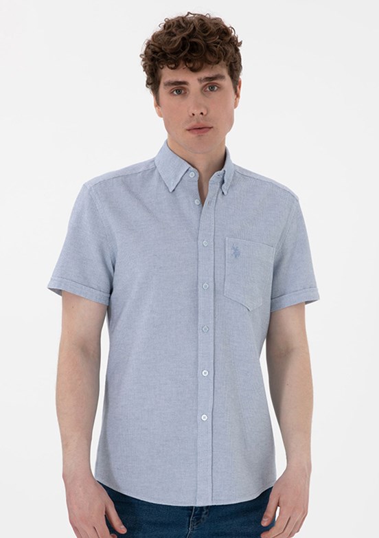 US POLO ASSN Mavi Erkek Kısa Kol Gömlek