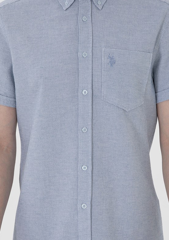 US POLO ASSN Mavi Erkek Kısa Kol Gömlek