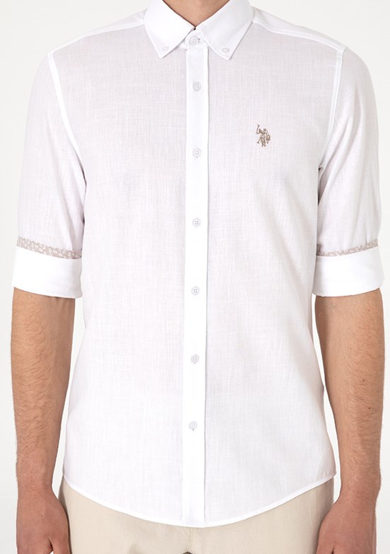 US POLO ASSN Beyaz Erkek Uzun Kol Gömlek