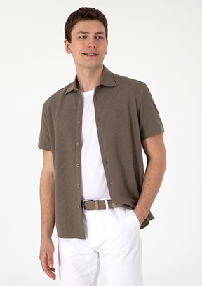 US POLO ASSN Bej Erkek Örme Gömlek