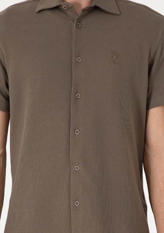 US POLO ASSN Bej Erkek Örme Gömlek