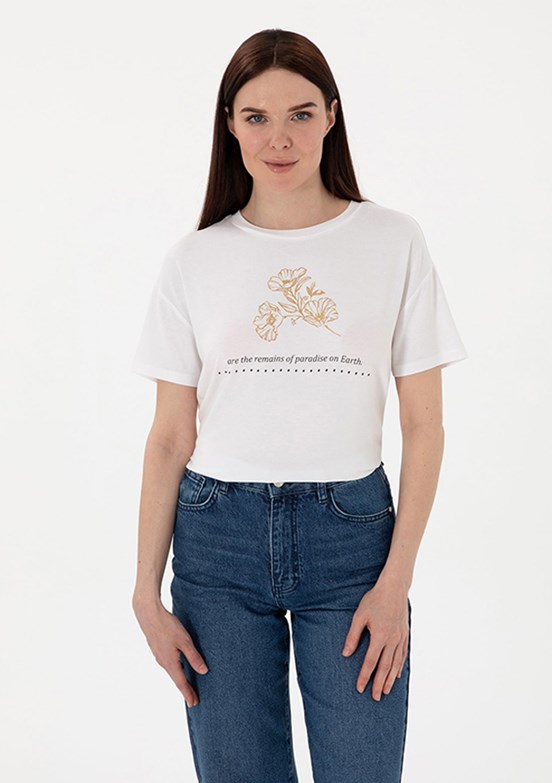 PIERRE CARDIN Beyaz Kadın Regular T-Shirt