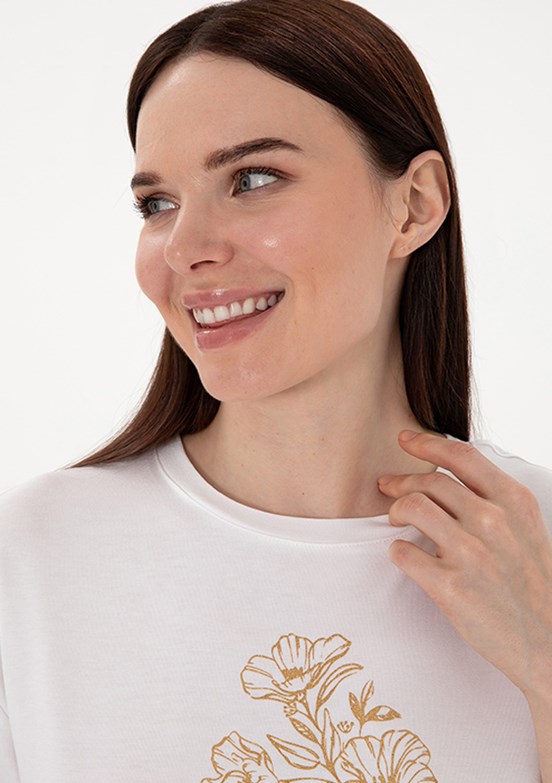 PIERRE CARDIN Beyaz Kadın Regular T-Shirt