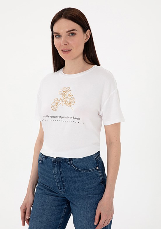 PIERRE CARDIN Beyaz Kadın Regular T-Shirt