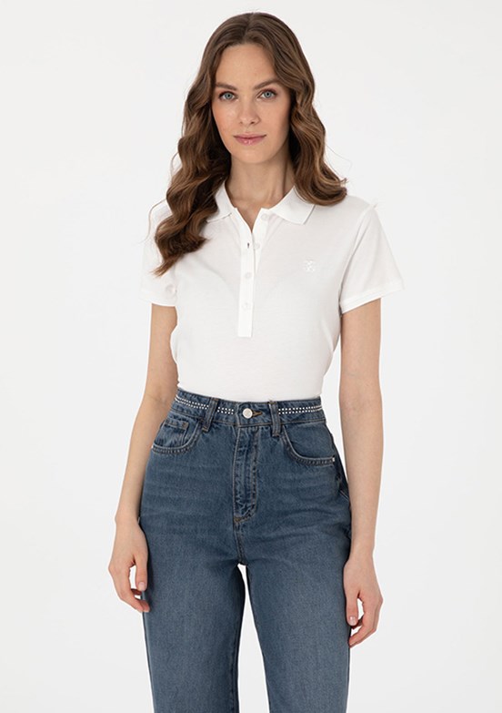 PIERRE CARDIN Beyaz Kadın Regular T-Shirt