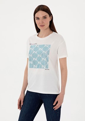 PIERRE CARDIN Beyaz Kadın Regular T-Shirt