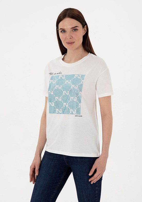 PIERRE CARDIN Beyaz Kadın Regular T-Shirt