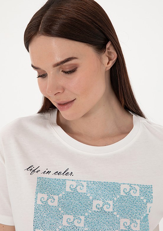 PIERRE CARDIN Beyaz Kadın Regular T-Shirt