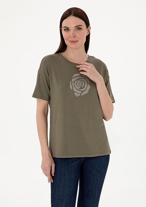 PIERRE CARDIN Yeşil Kadın Regular T-Shirt