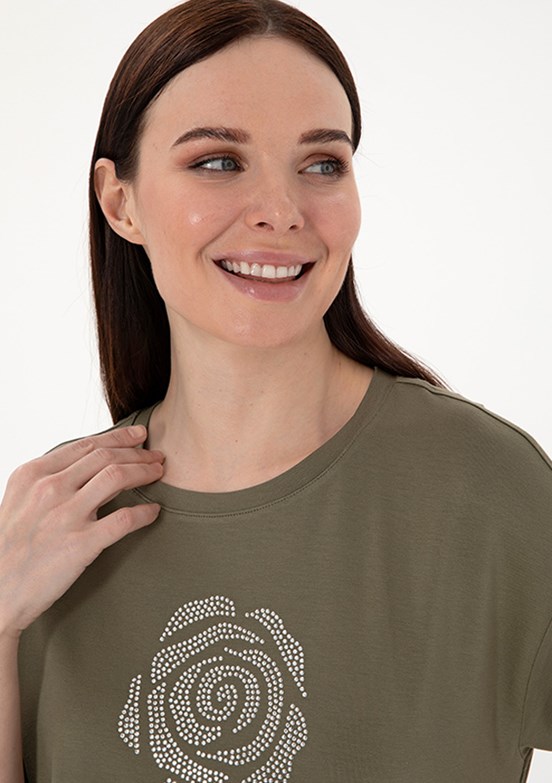 PIERRE CARDIN Yeşil Kadın Regular T-Shirt