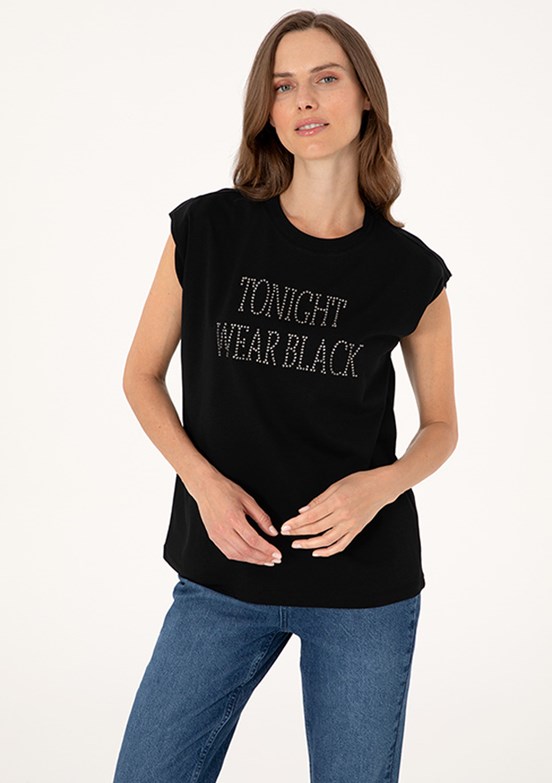 PIERRE CARDIN Siyah Kadın Regular T-Shirt