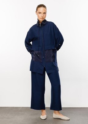 MİCCA Cosy Belden Büzgülü Lacivert Kadın Spor Takım