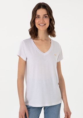 US POLO ASSN Beyaz Kadın Örme T-Shirt