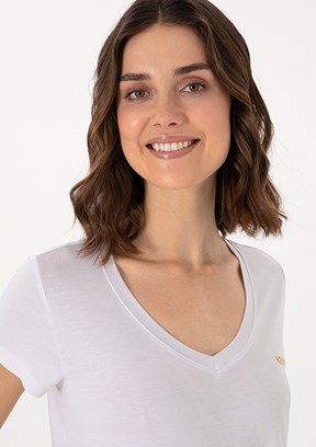 US POLO ASSN Beyaz Kadın Basic T-Shirt