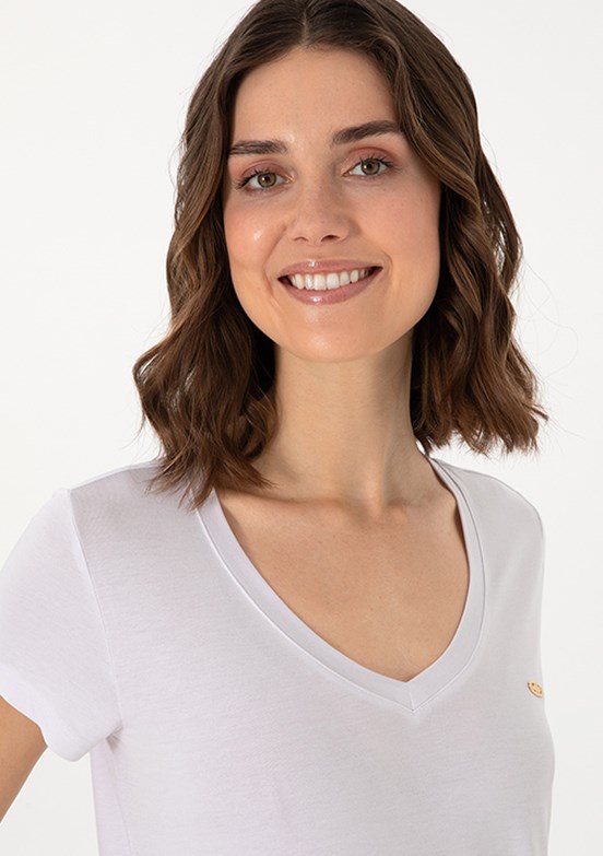 US POLO ASSN Beyaz Kadın Basic T-Shirt
