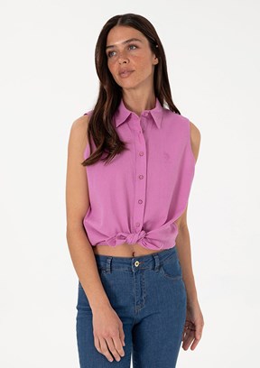 US POLO ASSN Pembe Kadın Kısa Kol Gömlek