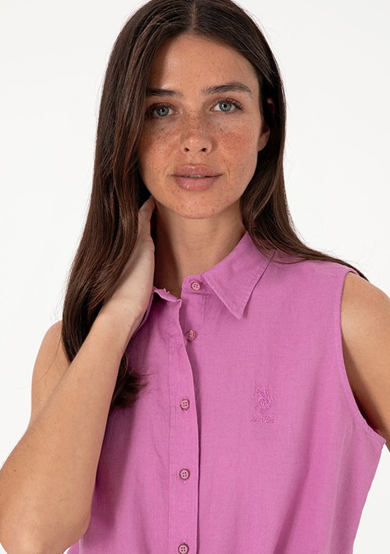 US POLO ASSN Pembe Kadın Kısa Kol Gömlek