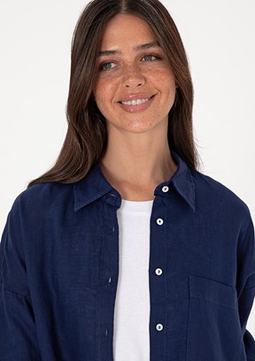 US POLO ASSN Lacivert Kadın Uzun Kol Gömlek