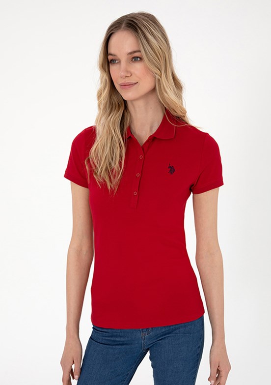US POLO ASSN Kırmızı Kadın Örme T-Shirt