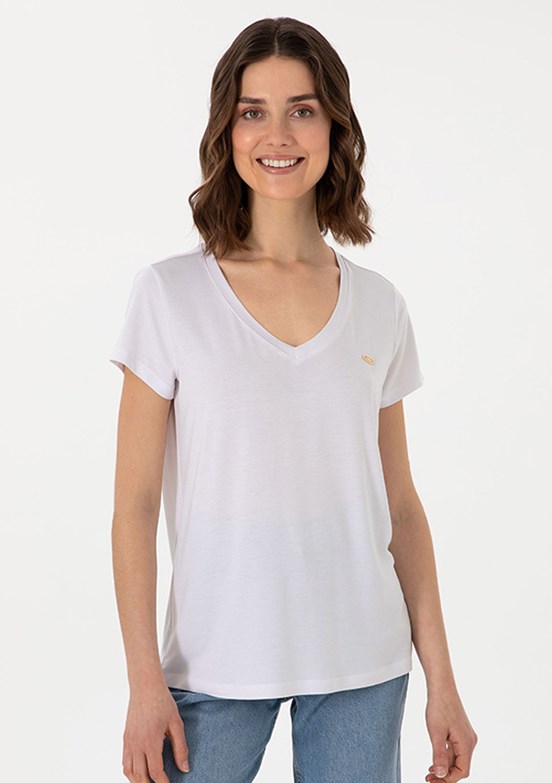 US POLO ASSN Beyaz Kadın Örme T-Shirt
