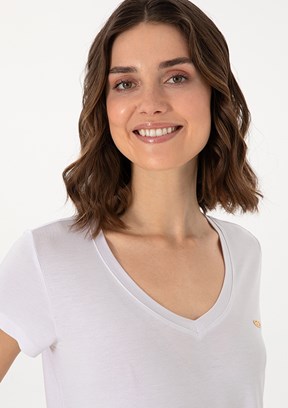 US POLO ASSN Beyaz Kadın Örme T-Shirt