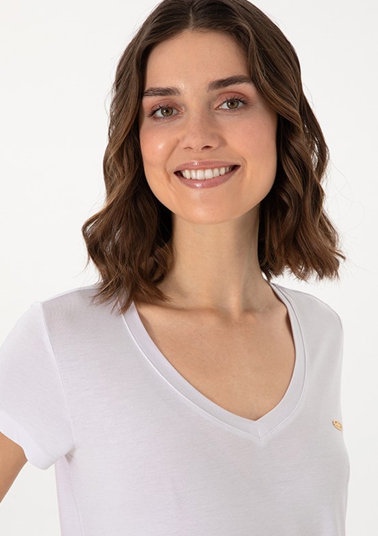 US POLO ASSN Beyaz Kadın Örme T-Shirt