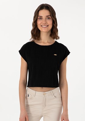 US POLO ASSN Siyah Kadın A-Form Fit T-Shirt