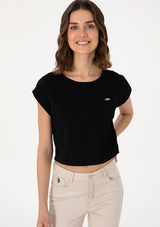US POLO ASSN Siyah Kadın A-Form Fit T-Shirt
