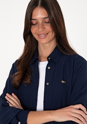 US POLO ASSN Lacivert Kadın Uzun Kol Gömlek