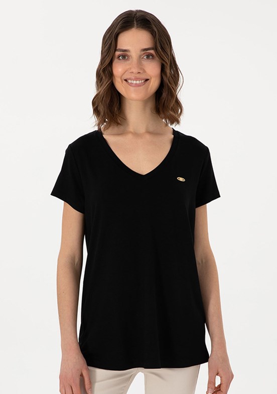US POLO ASSN - Kadın Siyah Comfort T-Shirt